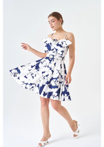 Skuba Kumaş Mini Boy Varak ve Dijital Baskı Detaylı Elbise modelleri