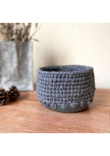 El Yapımı Papier Mache Dekoratif Örgü Sepet