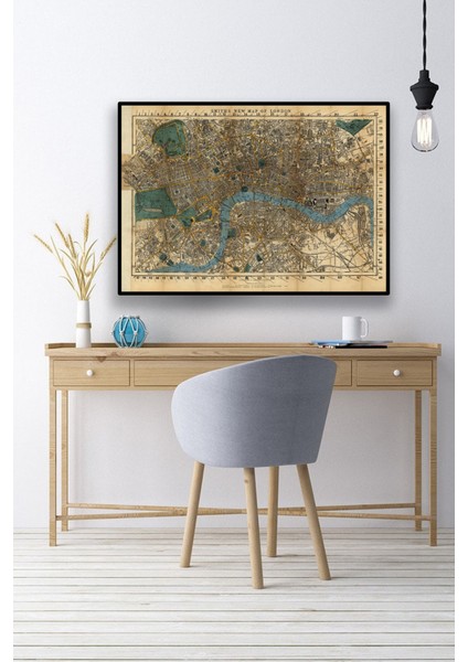 1860 Londra Haritası Çerçevesiz Poster, Tarihi Harita, Harita Sanatı, Map Art Design modelleri