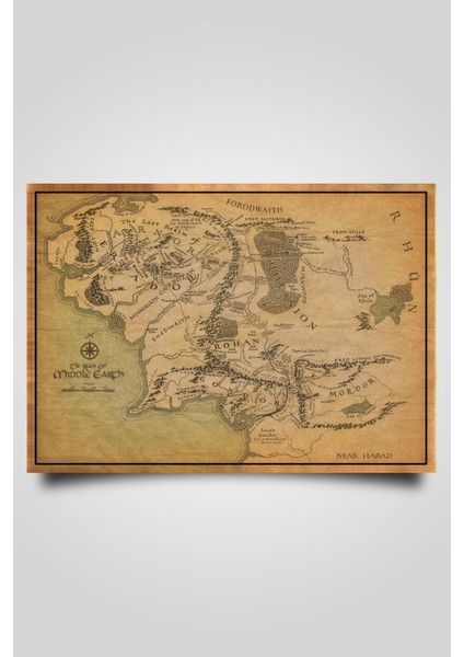 Hari Tasarım Orta Dünya Mordor Haritası Çerçevesiz Poster-Harita Sanatı, Map Art Design