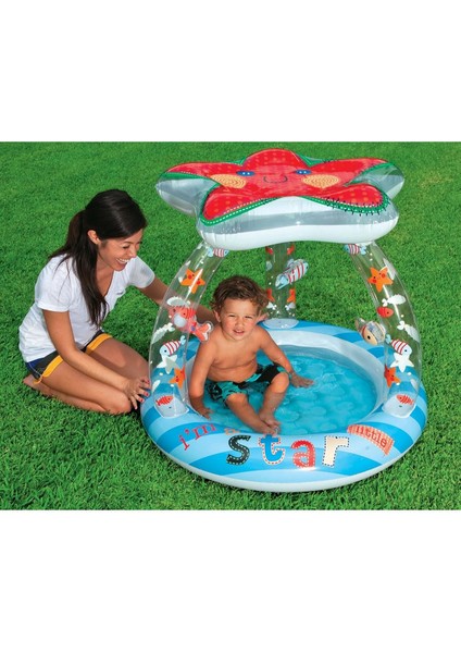 1+ Yaş Şişme Havuz Tenteli Yumuşak Şişme Tabanlı 1-3 Yaş / Intex 57428 Lil'star Shade Baby Pool Tur