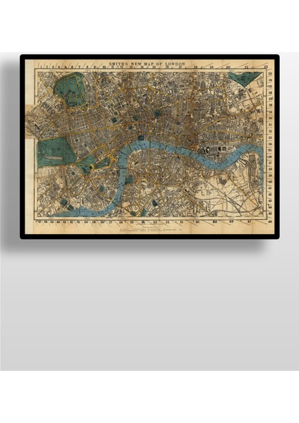 Hari Tasarım 1860 Londra Haritası Çerçevesiz Poster, Tarihi Harita, Harita Sanatı, Map Art Design