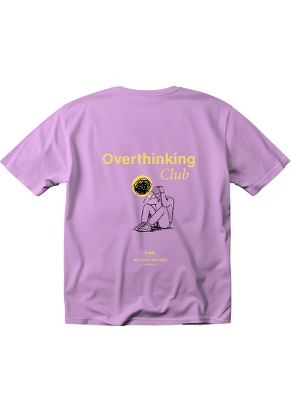 Sarı Overthinking Club Tasarım Relaxed Fit Erkek Ön-Arka Baskılı Tişört