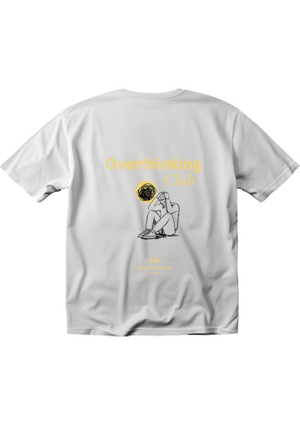 Sarı Overthinking Club Tasarım Relaxed Fit Erkek Ön-Arka Baskılı Tişört