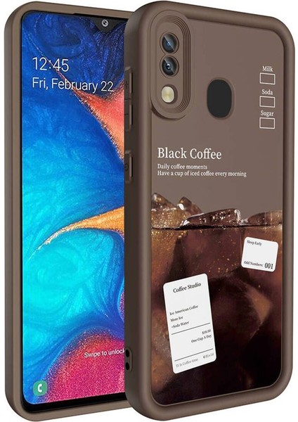 Samsung Galaxy A20 - A30 Kılıf Kamera Korumalı Yumuşak Kenarlı Coffee Lansman Kapak