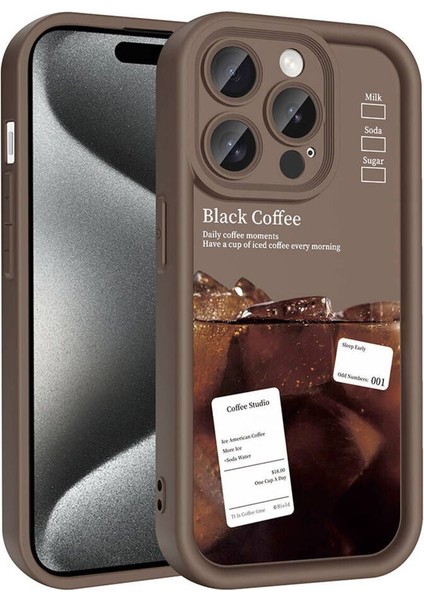 Apple iPhone 14 Pro Max Kılıf Kamera Korumalı Yumuşak Kenarlı Coffee Lansman Kapak