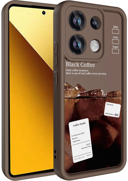 Xiaomi Redmi Note 13 4g Kılıf Kamera Korumalı Yumuşak Kenarlı Coffee Lansman Kapak