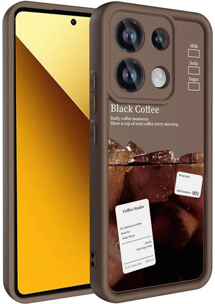 Xiaomi Redmi Note 13 4g Kılıf Kamera Korumalı Yumuşak Kenarlı Coffee Lansman Kapak