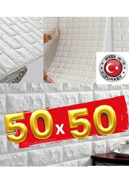 50X50 cm Kendinden Yapışkanlı Esnek Köpük Duvar Kağıdı Paneli 3D Boyutlu Tuğla Desen