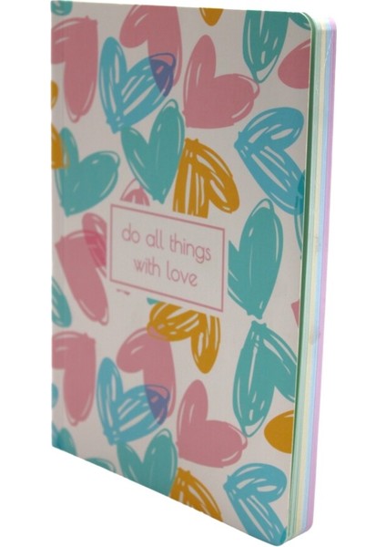 128 Yaprak Çizgili Zemin Renkli Defter Kalp 15 x 21 cm fiyatları