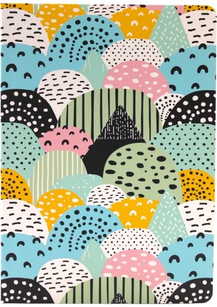 128 Yaprak Çizgili Zemin Renkli Defter Renkli Daireler 15 x 21 cm