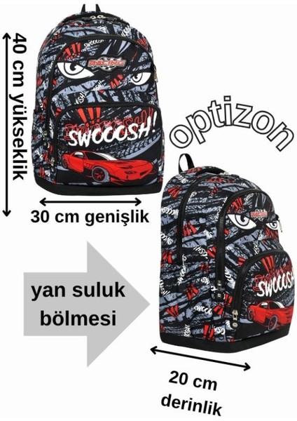 Araba Desenli Üçlü Erkek Çocuk Ilkokul Okul Çantası + Termal Beslenme Çantası + Kalemlik fiyatları