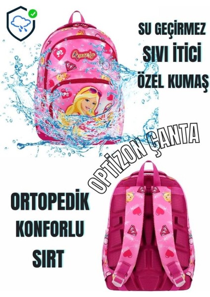 Barbıe Desenli Üçlü Erkek Çocuk Ilkokul Okul Çantası + Termal Beslenme Çantası + Kalemlik modelleri
