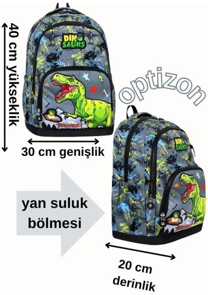 Dinazor Desenli Üçlü Erkek Çocuk Ilkokul Okul Çantası + Termal Beslenme Çantası + Kalemlik fiyatları