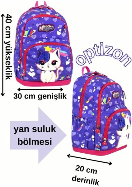 Meow Desenli Beşli Erkek Çocuk Ilkokul Okul Çantası + Termal Beslenme Seti + Kalemlik + Suluk modelleri
