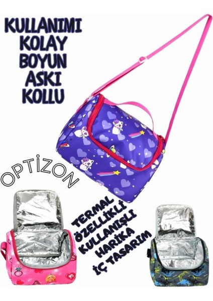 Meow Desenli Beşli Erkek Çocuk Ilkokul Okul Çantası + Termal Beslenme Seti + Kalemlik + Suluk fırsatları