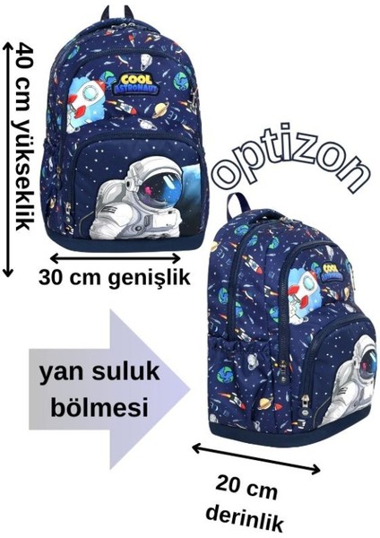 Astronot Uzay Üçlü Erkek Çocuk Ilkokul Okul Çantası + Termal Beslenme Çantası + Kalemlik modelleri