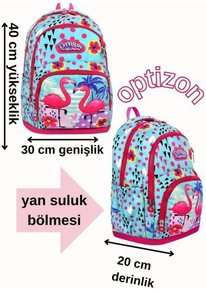 Flamingo Desenli Beşli Erkek Çocuk Ilkokul Okul Çantası + Termal Beslenme Seti + Kalemlik + Suluk modelleri