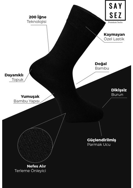 Bambu Erkek Yazlık Soket Klasik Uzun Düz Çorap Dikişsiz Premium Kutulu 6'lı Hediyelik Set