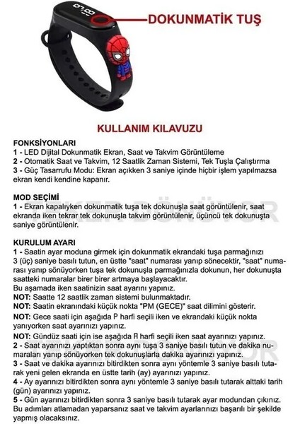Çocuk Kol Saati LED Dokunmatik Su Geçirmez
