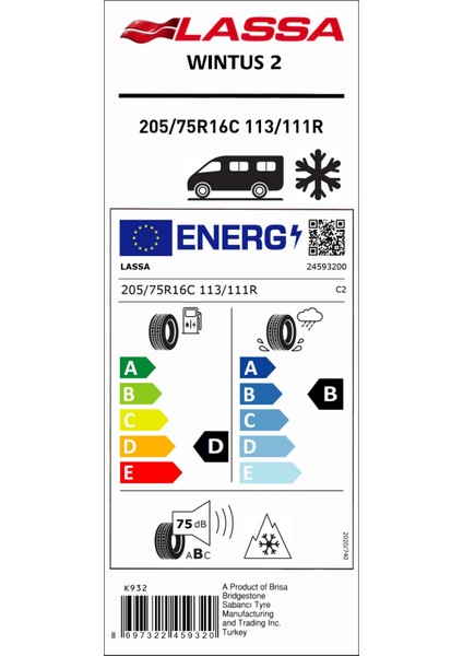 205/75 R16C 113/111R Wintus 2 Kış Lastiği (Üretim Yılı: 2024)