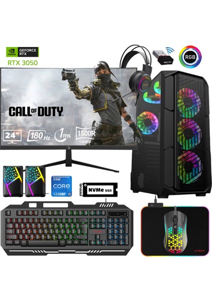 XSR569 I5 12400F 16GB Ram 512GB M.2 Nvme SSD 6gb RTX3050 24"curved 180Hz Oyuncu Tavsiye Sistem fiyatları