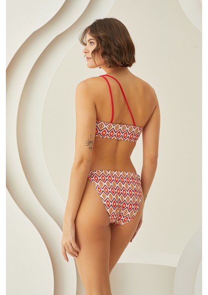 Renkli Sundress Straplez Tek Üst Bikini