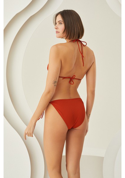 Kiremit Ribbed Üçgen Tek Üst Bikini