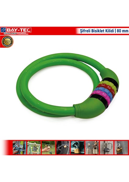 Şifreli Bisiklet Kilidi 80 mm