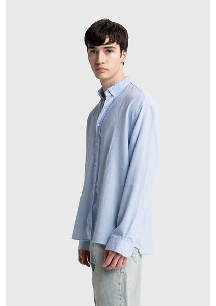 Uzun Kol D Yaka Oversize Erkek Gömlek