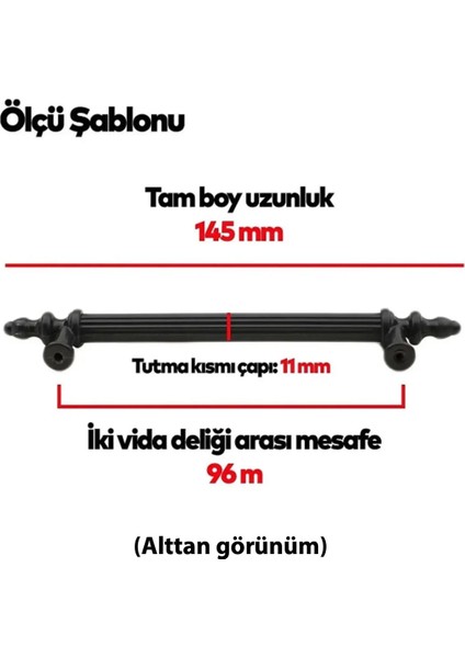 Adem Koç Kumru 96 mm Mat Siyah Çekmece Dolap Mobilya Kulpu Sert Plastik Polimer Siyah