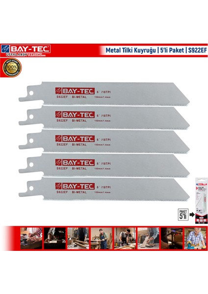 Metal Tilki Kuyruğu Bıçağı S922EF 5'li Paket