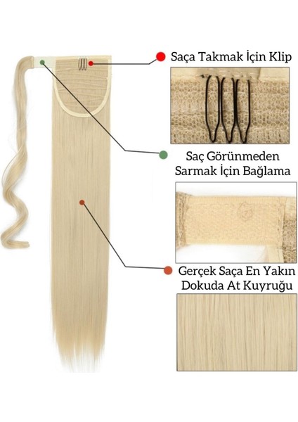 Fenomen Peruk Soğuk Sarı Bağlamalı At Kuyruğu