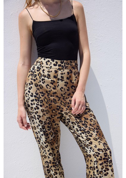 Viskon Desenli Pantolon Leopar fırsatları