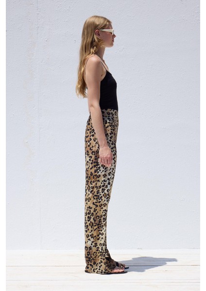 Viskon Desenli Pantolon Leopar indirimleri