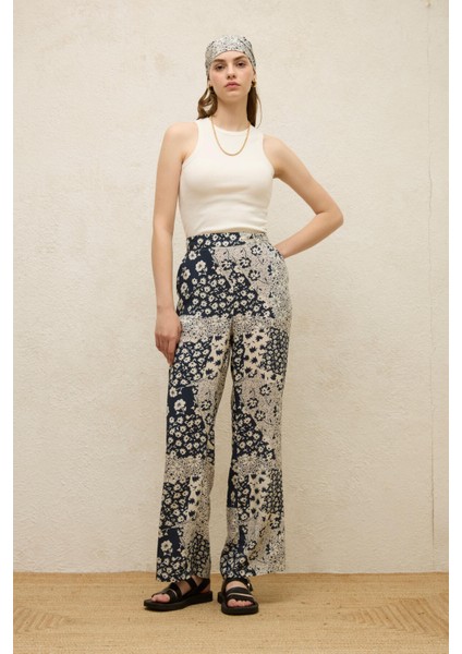 Viskon Desenli Pantolon Lola modelleri