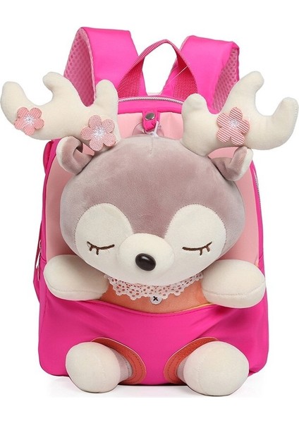 Karikatür Peluş Geyik Küçük Çocuk Sırt Çantası - Pembe (Yurt Dışından)