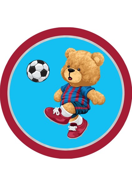 Futbolcu Ayı Çocuk Odası Halısı / 90 x 90 cm