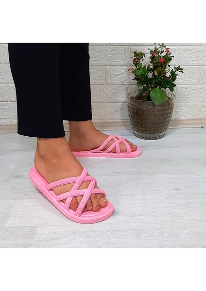 302 Pembe Ahtapot Hasırlı Kaymaz Havuz Plaj Bayan Terliği indirimleri