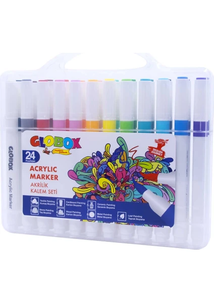 Akrilik Marker Kalem Seti 24 Renk