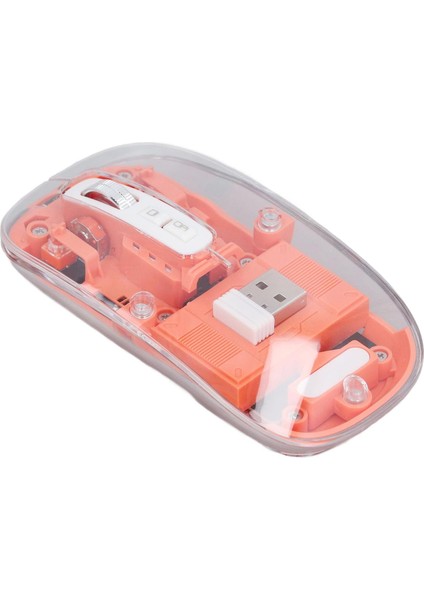 Bt Fare, Üç Modlu Bt1 Bt2 2.4 Ghz USB Şarj Edilebilir Bilgisayar Faresi Tam Şeffaf, Sessiz Fare Ayarlanabilir Dpı USB Alıcılı Fare ve Dizüstü Bilgisayar Için Rgb Işıkları (Turuncu) (Yurt Dışından)