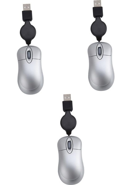 3 Adet Mini USB Fare Mini Bilgisayarlar Geri Çekilebilir Kablolu Dizüstü Bilgisayar Faresi Kadın Giyim Seyahat (Yurt Dışından)