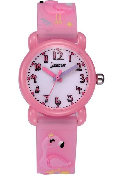 Adet Karikatür 3D Çocuk Izle Su Geçirmez Izle Çocuklar Çocuklar Için Sevimli Flamingo Desen Kol Saati (Pembe) (Yurt Dışından)