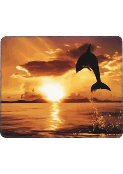 Alacakaranlıkta Yunus Mouse Pad 7 x 8,6 Inç Kaymaz Ka Tabanlı Kablosuz Fare Bilgisayarlar Dizüstü Ofis Için Dayanıklı Malzemeler (Yurt Dışından)