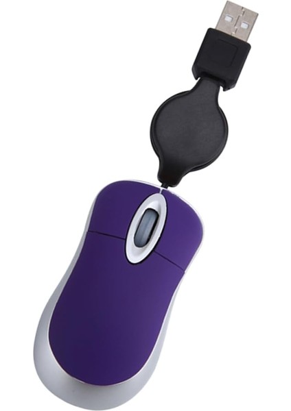 USB Fare Mini Fare USB Optik Fare Küçük Cep Faresi Mor Geri Çekilebilir Dizüstü Bilgisayar Kız (Yurt Dışından)