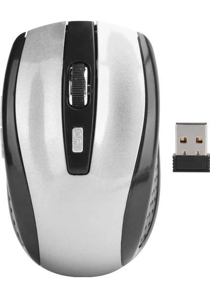 USB Mini Alıcılı Kablosuz Fare, 2.4g Ergonomik Optik Fare, Dizüstü Pc Bilgisayar Dizüstü Bilgisayar Için 250Hz 1600DPI Bilgisayar Faresi (Gümüş) (Yurt Dışından)
