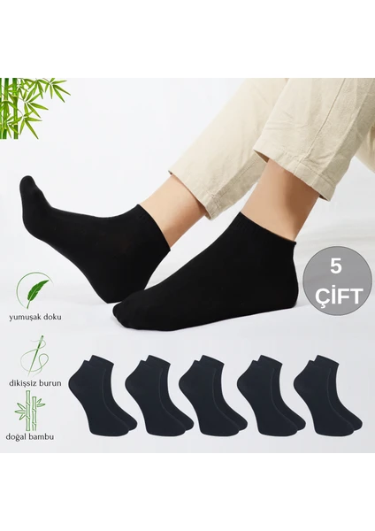 Kral Socks Erkek Patik Düz Desen (5 Çift) Bambu Dikişsiz Hassas Dokuma Parfümlü Kısa Çorap