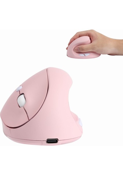 2.4g Kablosuz Dikey Ergonomik Optik Fare, USB Alıcılı Şarj Edilebilir Kablosuz Bilgisayar Fareleri 800/1200/1600 Dpı, Dizüstü Bilgisayar, Masaüstü, Pc, MacBook Için 6 Düğme-(Pembe) (Yurt Dışından)