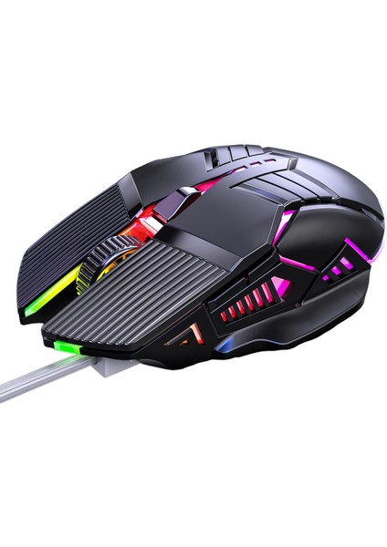 Ayarlanabilir Dpi Kablolu Fare Hassas Oyun USB Soğuk Yedi Renkli Arka Işık 3200 Dpi 6 Tuş Ergonomi Tak Çalıştır Dizüstü Bilgisayar Fareleri Bilgisayar Çevre Birimi Siyah (Yurt Dışından)