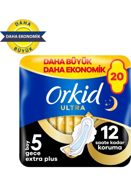 Orkid Hijyenik Ped Ultra Gece Ekstra Plus 20 Adet